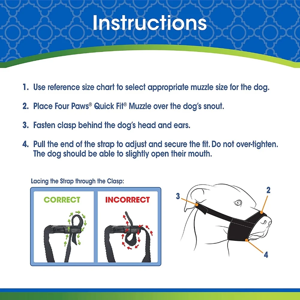 New In Package Four Paws Walk-About Quick-Fit Dog Muzzle 0-XX-Small